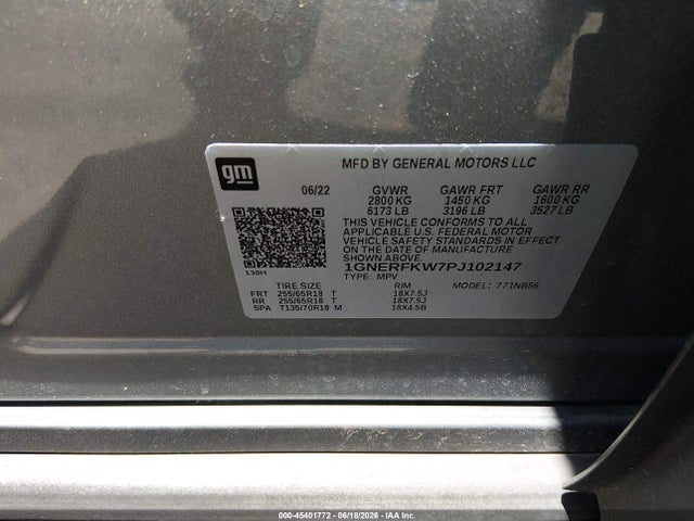 1GNERFKW7PJ102147 Chevrolet Traverse Fwd Ls
