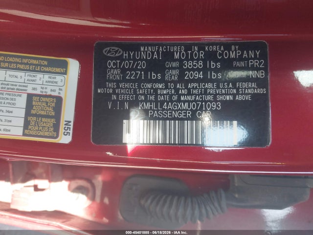 Продажа на аукционе авто 2021 Hyundai Elantra Se, vin: KMHLL4AGXMU071093, номер лота: 45401885