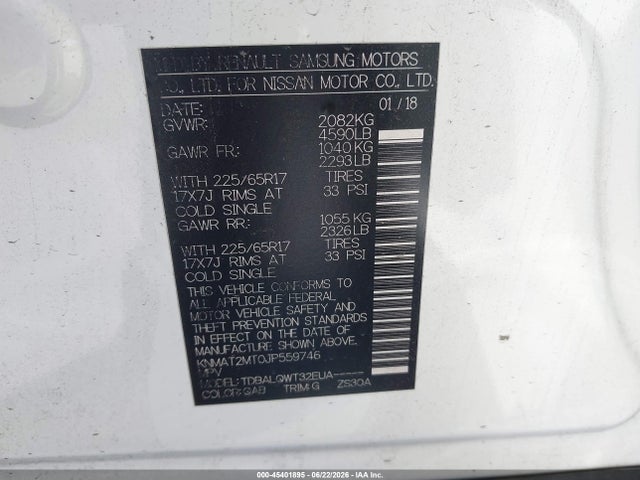 Nissan ROGUE SV 2018 KNMAT2MT0JP559746 Image 9