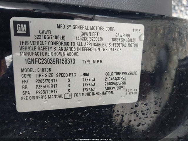 Auction sale of the 2009 Chevrolet Tahoe Lt1, vin: 1GNFC23039R158373, lot number: 45401896