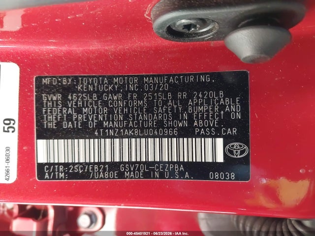 4T1NZ1AK8LU040966 Toyota Camry Trd V6