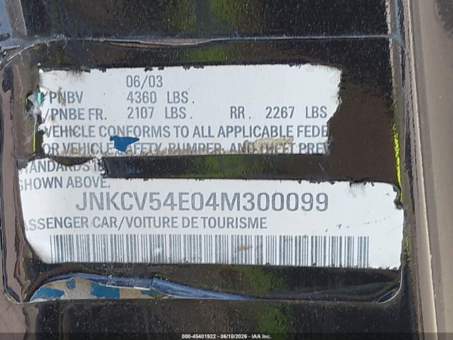 Продажа на аукционе авто 2004 Infiniti G35, vin: JNKCV54E04M300099, номер лота: 45401922