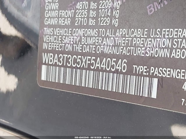 BMW 435i 2015 WBA3T3C5XF5A40546 Image 9