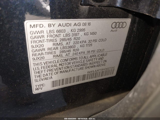 WA1LAAF73HD027292 Audi Q7 3.0t Premium
