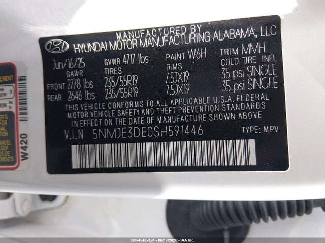 Продажа на аукционе авто 2025 Hyundai Tucson Limited, vin: 5NMJE3DE0SH591446, номер лота: 45402164