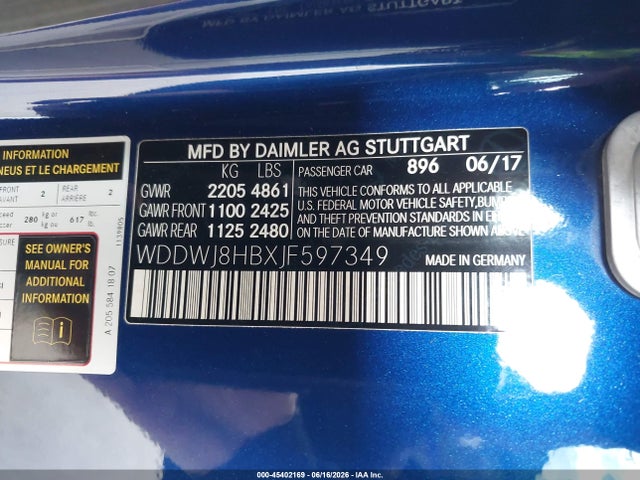 WDDWJ8HBXJF597349 Mercedes-Benz Amg C 63 S