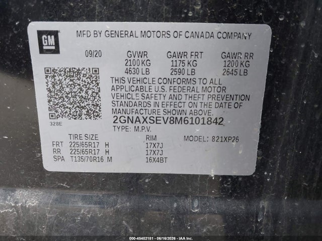 Chevrolet Equinox Awd Ls 2021 2GNAXSEV8M6101842 Image 9