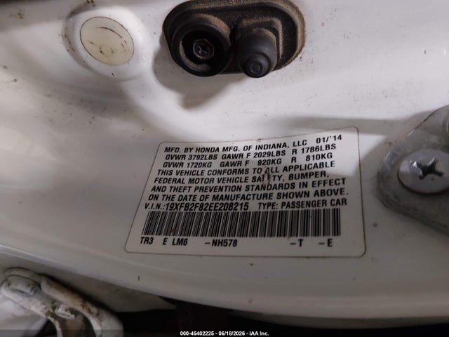 Honda CIVIC EX 2014 19XFB2F82EE208215 Image 9