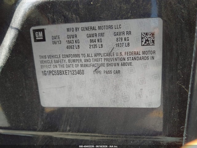 1G1PC5SBXE7123460 Chevrolet Cruze 1lt Auto