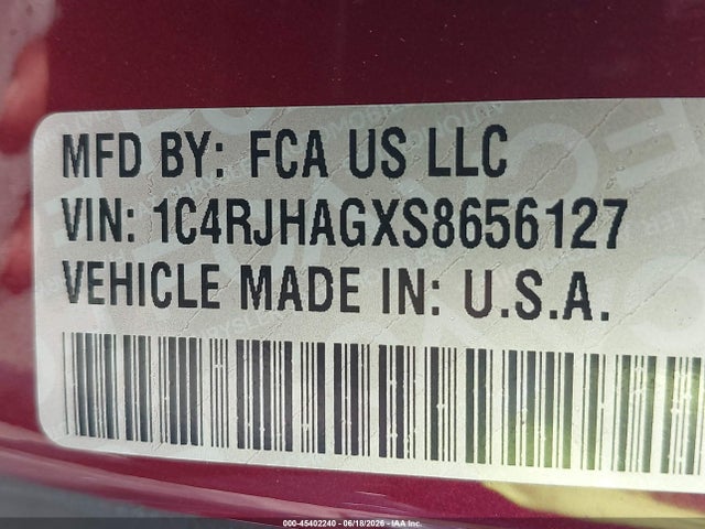 Продаж на аукціоні авто 2025 Jeep Grand Cherokee Altitude 4x4, vin: 1C4RJHAGXS8656127, номер лоту: 45402240