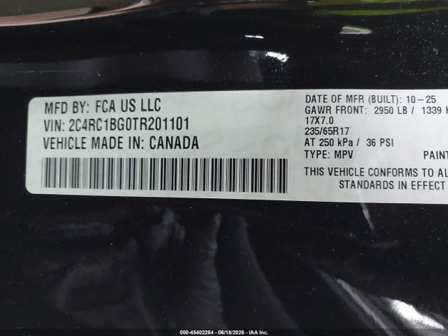 Продажа на аукционе авто 2026 Chrysler Pacifica Select, vin: 2C4RC1BG0TR201101, номер лота: 45402284