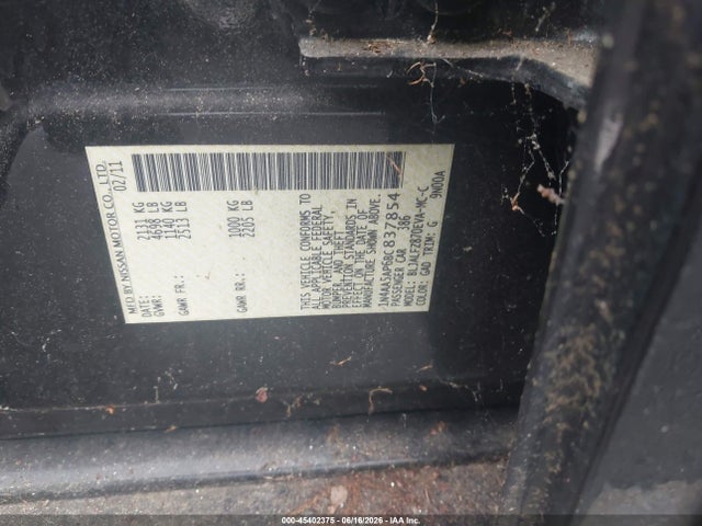Aukcja sprzedaży 2011 Nissan Maxima 3.5 Sv, vin: 1N4AA5AP6BC837854, numer aukcji: 45402375