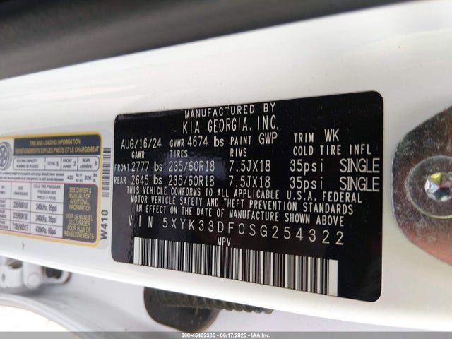 5XYK33DF0SG254322 KIA Sportage Ex
