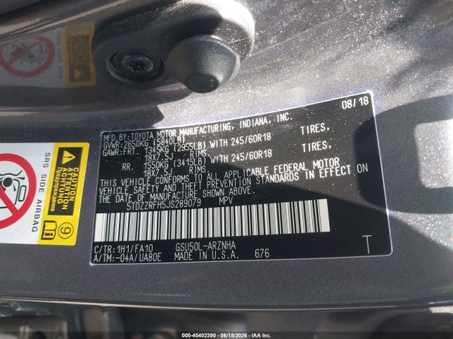 5TDZZRFH5JS289079 Toyota Highlander Le Plus