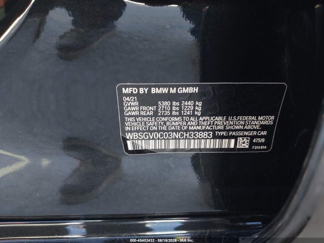 BMW M8 Coupe 2022 WBSGV0C03NCH33883 Image 9