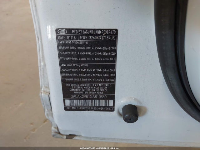 Land Rover LR4 2016 SALAK2V61GA810659 Image 9