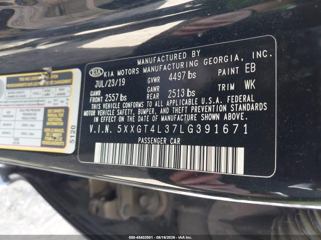 KIA Optima Lx 2020 5XXGT4L37LG391671 Image 9
