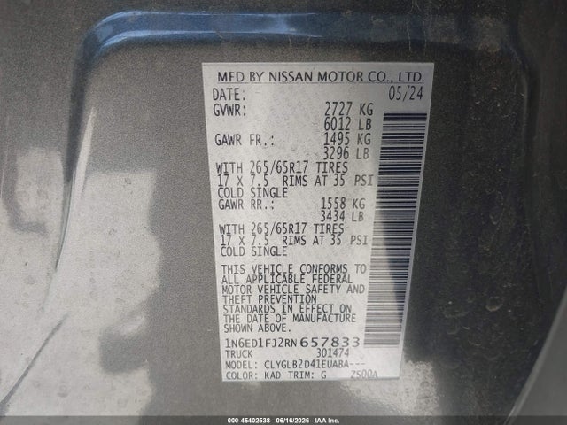 Nissan Frontier Long Bed Sv 4x2 2024 1N6ED1FJ2RN657833 Image 9
