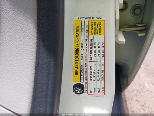 Продаж на аукціоні авто 2008 Buick Lacrosse Cx, vin: 2G4WC582X81178255, номер лоту: 45402603