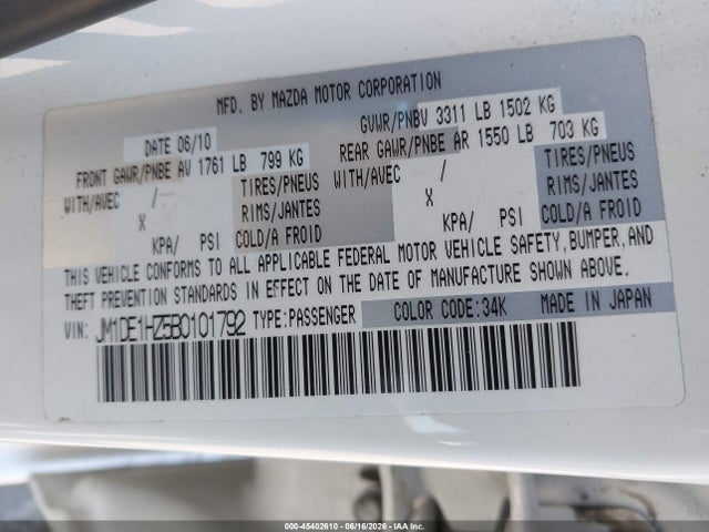 Aukcja sprzedaży 2011 Mazda Mazda2 Sport, vin: JM1DE1HZ5B0101792, numer aukcji: 45402610