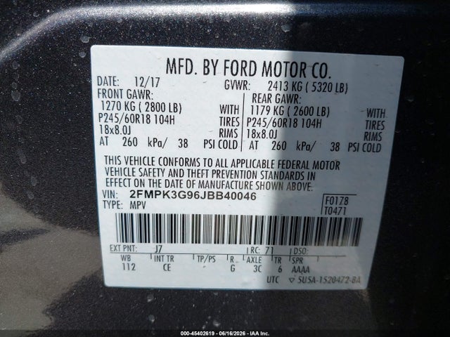 Ford EDGE SE 2018 2FMPK3G96JBB40046 Image 9