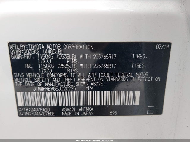 Toyota Rav4 Xle 2014 JTMWFREV8EJ020225 Image 9