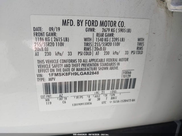 Ford Explorer Limited 2020 1FMSK8FH9LGA82848 Image 9