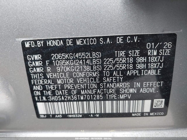 Aukcja sprzedaży 2026 Acura Adx, vin: 3HDSA2H36TM701285, numer aukcji: 45402642