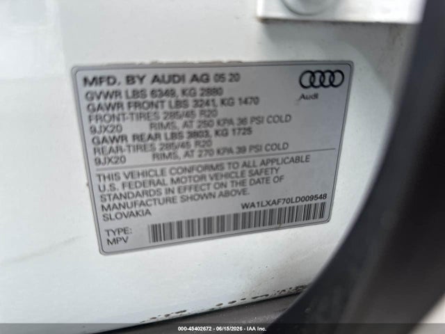 Продаж на аукціоні авто 2020 Audi Q7 Premium Plus 55 Tfsi Quattro Tiptronic, vin: WA1LXAF70LD009548, номер лоту: 45402672