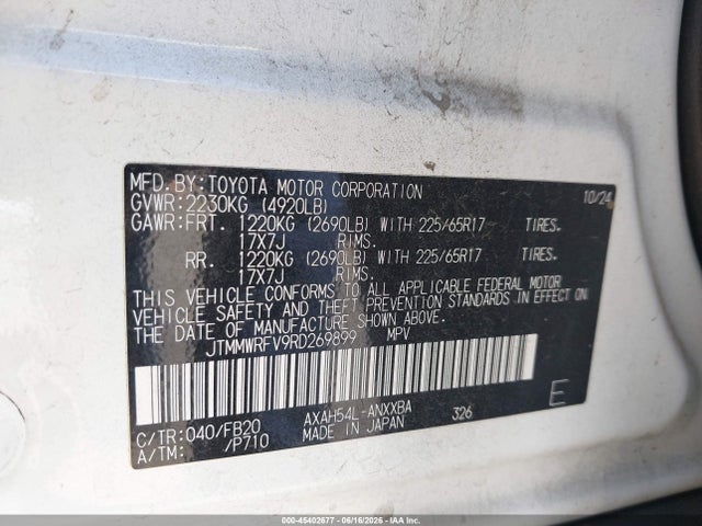 JTMMWRFV9RD269899 Toyota Rav4 Hybrid Le