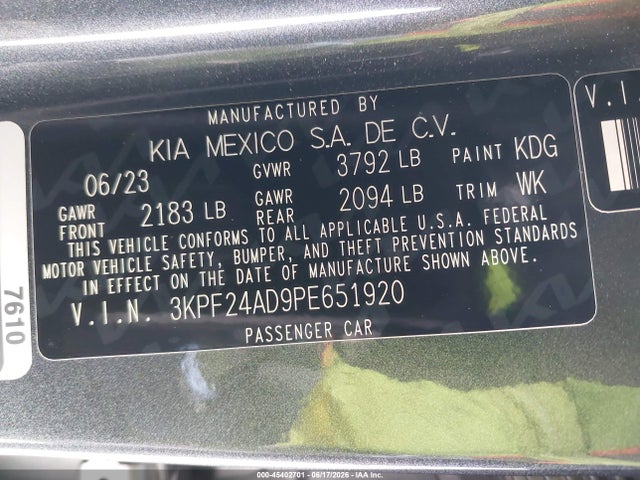 KIA Forte Lxs 2023 3KPF24AD9PE651920 Image 9
