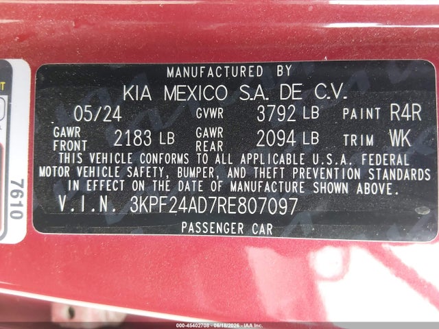KIA Forte Lxs 2024 3KPF24AD7RE807097 Image 9