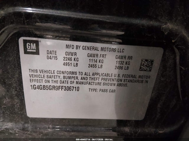 Aukcja sprzedaży 2015 Buick Lacrosse Leather, vin: 1G4GB5GR9FF306710, numer aukcji: 45402714