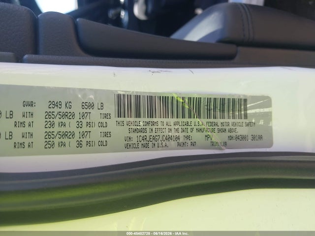 1C4RJEAG7JC404104 Jeep Grand Cherokee Altitude 4x2