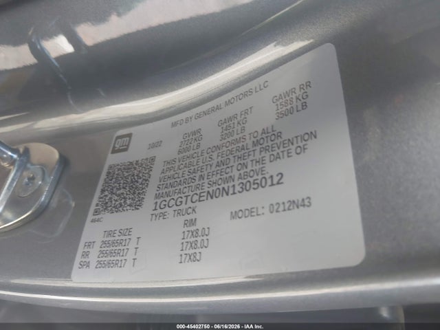 1GCGTCEN0N1305012 Chevrolet Colorado 4wd Short Box Lt