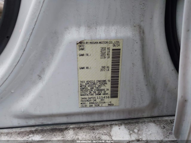 45402762 :رقم المزاد ، 1N4AL3AP5FC115456 vin ، 2015 Nissan Altima 2.5 S مزاد بيع
