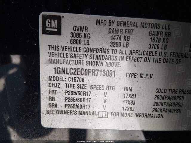 1GNLC2EC0FR713091 Chevrolet Tahoe Commercial Fleet