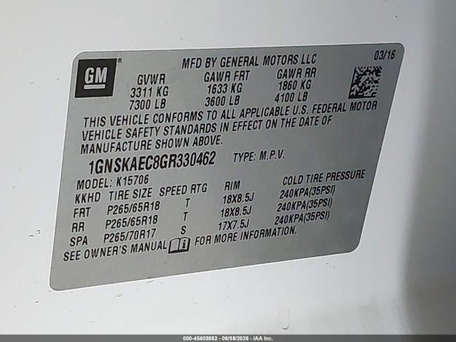 Chevrolet Tahoe Ls 2016 1GNSKAEC8GR330462 Image 9