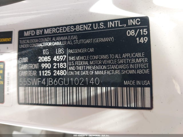 55SWF4JB6GU102140 Mercedes-Benz C 300 Luxury/sport