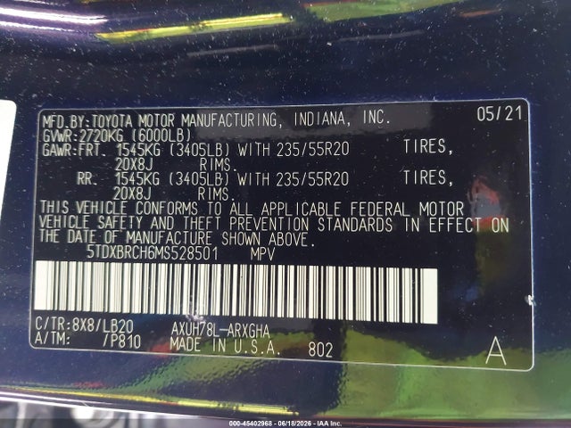 Toyota Highlander Hybrid Limited 2021 5TDXBRCH6MS528501 Image 9