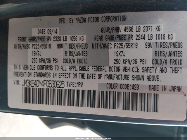 Auction sale of the 2015 Mazda Cx-5 Grand Touring, vin: JM3KE4DY4F0530926, lot number: 45402995