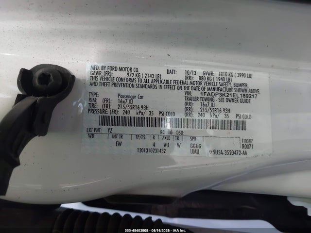 Aukcja sprzedaży 2014 Ford Focus Se, vin: 1FADP3K21EL189217, numer aukcji: 45403005
