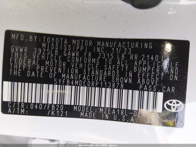Toyota COROLLA LE 2024 5YFB4MDE0RP113878 Image 9