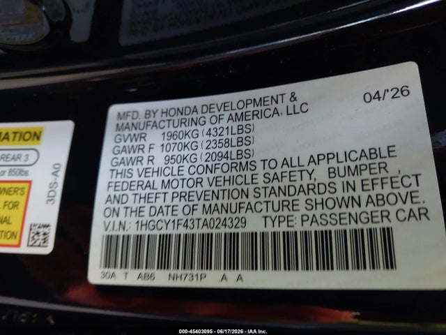 Honda ACCORD SE 2026 1HGCY1F43TA024329 Image 9