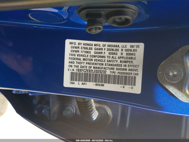 Honda Civic Sport 2020 19XFC2E82LE025232 Image 9
