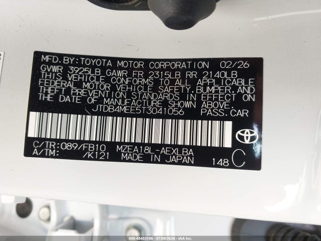 Toyota COROLLA LE 2026 JTDB4MEE5T3041056 Image 9