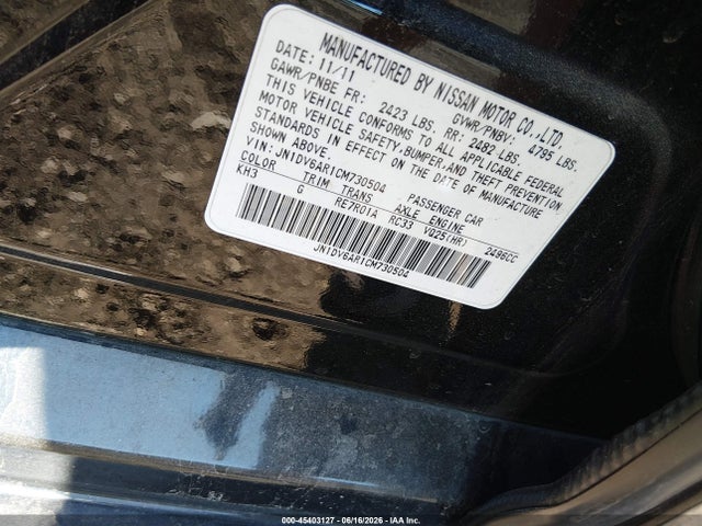 Aukcja sprzedaży 2012 Infiniti G25x, vin: JN1DV6AR1CM730504, numer aukcji: 45403127