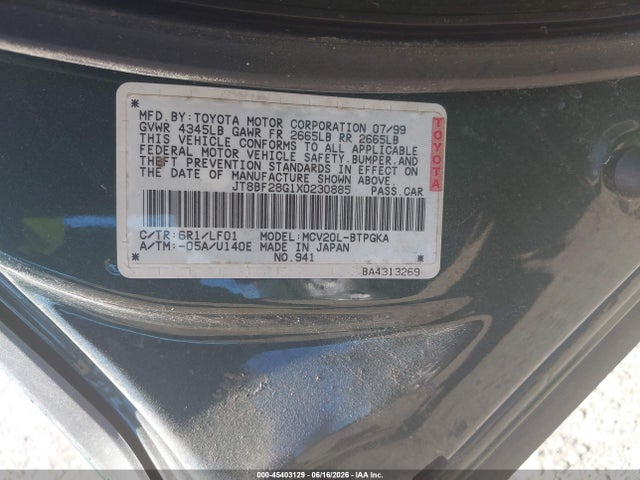 Aukcja sprzedaży 1999 Lexus Es 300, vin: JT8BF28G1X0230885, numer aukcji: 45403129