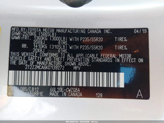 Lexus RX 350 2019 2T2ZZMCA6KC139272 Image 9