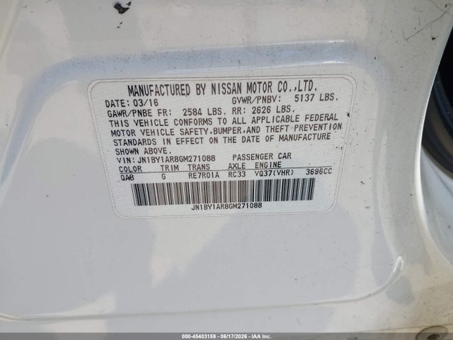 Продажа на аукционе авто 2016 Infiniti Q70 3.7x, vin: JN1BY1AR8GM271088, номер лота: 45403159